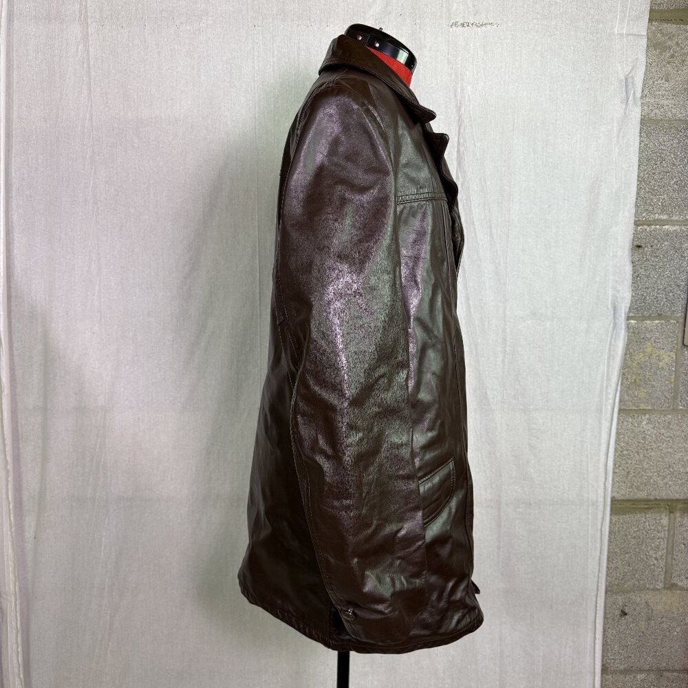 Vtg Cooper Coat Mens 42 L Brown Leather Jacket Removable Faux Fur Lined Made USA - Picture 4 of 10